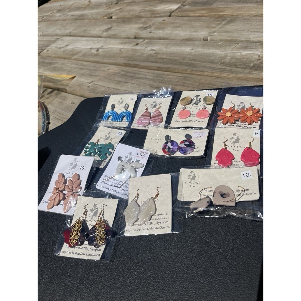 handmade Polymer Clay earrings lot  -2. 12 Unique 12 Pcs  Stainless Steel Base